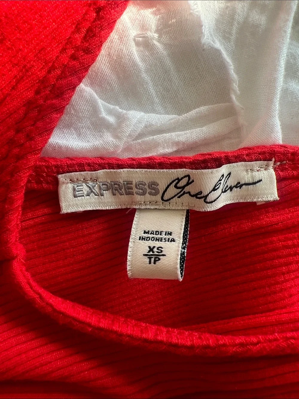 Express Red Ribbed Tank Top - Picture 3 of 3